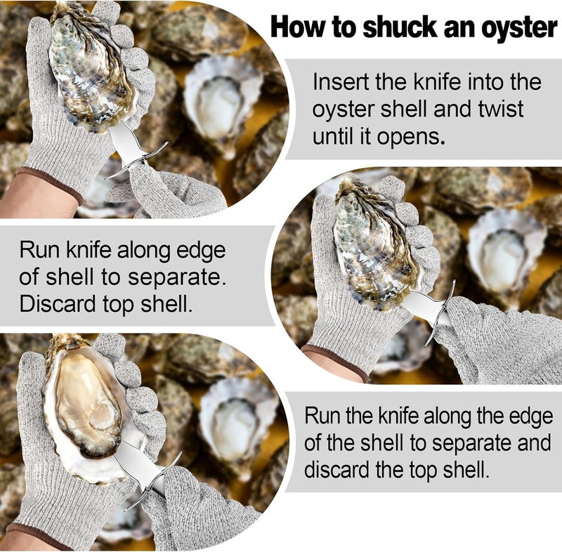 QUMMFA Professional Oyster Shucking Knife, 2CR13 Stainless Steel Oyster Knife, Sturdy Sharpness Opener for All Kinds of Shells, and Level 5 Cut Resistant Glove (XL) - Image 5